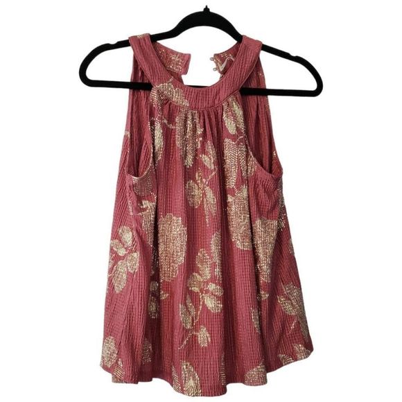 Anthropologie Rose Gold Tank Top with Gold Accents XSmall - Chic and Versatile - Picture 2 of 3